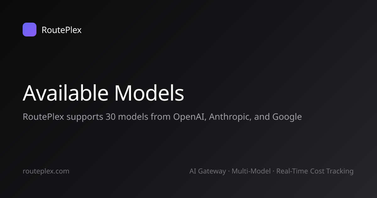 Available Models | RoutePlex